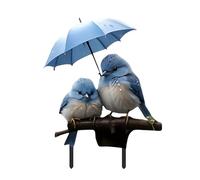 Garden Decor Stakes - Acrylic 30 x 23,5 cm | 2D Flat Blue Bird with Umbrella Lawn Stakes | Decorative Outdoor Garden Front Yard Backyard Path Planter Weatherproof Reusable