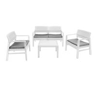 Garden Deluxe Collection Kilimanjaro Ensemble de jardin composé d'un canapé avec 2 fauteuils et une table basse Blanc