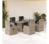 vidaXL 7-delige Tuinset met kussens poly rattan grijs3262783 G