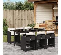 Ensemble à manger de jardin et coussins 7 pcs beige poly rotin 3277857