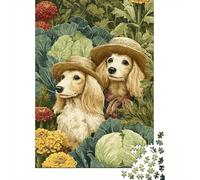 Garden Dogs Illustration Puzzle 1000 Pieces Cadeau Unique Jeu Éducatif Défi Jouet À De Qualité Supérieure Peinture Art pour Adultes Et Enfants À Partir De 12 Ans 38x26cm/1000pcs