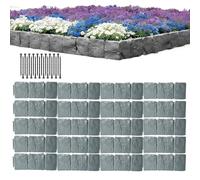 Garden Edging Border - 20 Piece Waterproof Staked Fake Stone, Landscape Yard Border, Decorative Garden Edge Design, Easy Install Outdoor Landscaping Solution For Sidewalk Driveway Patio Yard Lawn Cour