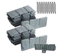 Garden Edging Border, 20 Pieces Waterproof Staked Faux Stone Landscaping Edging, Durable Lawn Flowerbed Divider Border, for Patio Yard Courtyard Sidewalk Outdoor Garden Decoration System