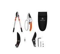 Garden factory - Coupe Branches et Sécateur à Crémaillère - Manches En Aluminium Télescopiques - Lames et Ressorts de Rechange - Accessoires de Montage.