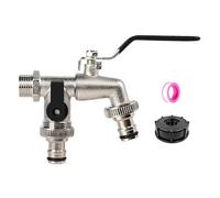 Garden Faucet - pour tuyau anti-gel à 2 voies, raccord de tuyau hydraulique à double sortie en acier inoxydable | Spigot verrouillable pour la buanderie de salle de bain pour la cour de garage pour