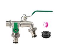 Garden Faucet - pour tuyau anti-gel à 2 voies, raccord de tuyau hydraulique à double sortie en acier inoxydable | Spigot verrouillable pour la buanderie de salle de bain pour la cour de garage pour