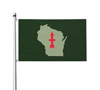 Garden Flag 32E Régiment D'Infanterie De La Garde Nationale Du Wisconsin, Flèche Treer Drapeau Résistant À La Décoloration Drapeau Extérieur Durable Drapeau De Jardin Pour Bar Porche 90X150Cm