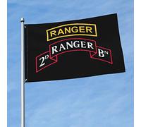 Garden Flag Écusson Du 2E Bataillon De Rangers De L'Armée Américaine Avec Flags De Cour Couleurs Vives Drapeau De Jardin Léger Drapeau Extérieur Pour Porche L'Extérieur Et L'Intérieur 90X150Cm