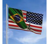 Garden Flag États Unis Américain Brésil Flags De Cour 90X150Cm | Garden Flag Léger Durable Drapeau Extérieur Pour Masion Porche Festivals Treer Drapeau