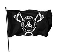 Garden Flag Hache Nordique À Triple Corne D'Odin Drapeaux Couleurs Vives Drapeau Extérieur Résistant À La Décoloration Treer Drapeau Pour Masion Bar 90X150Cm