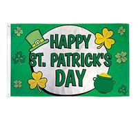 Garden Flag Happy Saint-Patrick Coutures Doubles Bannière Protection Uv Drapeau Pirate Pour L'Extérieur Jardin Bar 3X5Ft