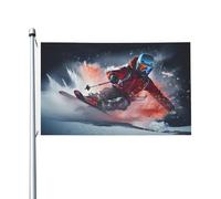 Garden Flag L'Homme Qui Skie Coutures Doubles Drapeau Pirate Décoratifs Drapeau Pour Four Seasons Jardin Decor 3X5Ft