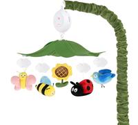 Garden Friends Mobile pour berceau avec boîte à musique à 3 modes améliorée, mobile pour bébé avec papillons, oiseaux, abeilles, fleurs pour garçons et filles, mobile de chambre d'enfant, compatible