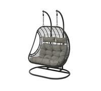 GARDEN FURNITURE-Chaise à suspendre noire Riga pour 2 personnes