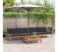 Garden Furniture Set, Outdoor Pallet Sofa Set with Cushions 4PCS and Coffee Table, Solid Acacia Wood Modular Sectional for Patio Terrace Backyard, Weather-Resistant, Easy Assembly, Max Load 110kg