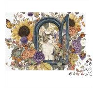 Garden Gate Cat Art Print Puzzles 1000 Pièces Cadeau Unique Jeu Éducatif Défi Jouet À De Qualité Supérieure Peinture Art pour Adultes Et Enfants À Partir De 14 Ans 38x26cm/1000pcs