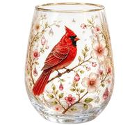 Garden Glass Cup - 14oz Embossed Bee/Bird Tumbler, Gold Rim, Tea, Coffee, G