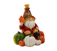 Garden GNOME Statue, Autumn Harvest Pumpkin Figurine, Thanksgiving Table