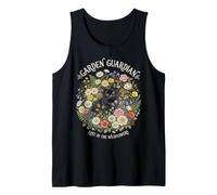 Garden Guardian Chat Noir Fleurs Sauvages Botanique Félin Art Débardeur