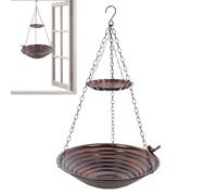 Garden Hangable Birds Feeder, Outdoor Bird Bath, Backyard Birdbath with Chain, Vibrant Hummingbird Bluebird Attraction, Metal Basin for Backyard, Perfect Patio Balcony Yard Nature Lovers Gift