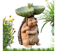 Garden Hedgehog Statue with Bird Feeder, Outdoor Resin Animal Figurine, Multi-Functional Birds Bath Sculpture, Decorative Wildlife Accent for Yard, Lawn, Patio, Porch, Or Garden Path