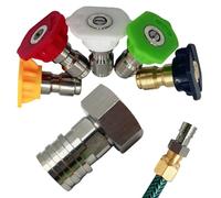 Garden Hose Adapter Heavy Duty Pressure Washer Connector Set - 3/4 to 1/4 inch Stainless Steel Quick Connect Dustproof Fitting | Multi Nozzle Spray Kit for Car Washing Lawn Care Garden Cleaning HVAC