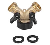 Garden Hose Splitter 3/4 Inch Brass | Sturdy Y Connector for Outdoor Faucet | Leak - Proof Water Flow Control/Dual Hose Attachment/High Pressure Watering