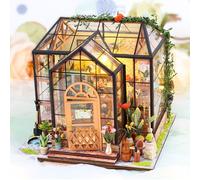 (Garden House)Poupées En Bois Modèle Kits Rénovation De Meubles - Kit De Construction Woodcraft Green House Bricolage - Jouets Éducatifs, Mini Maison Miniature Diorama À La Main