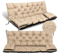 GARDEN KING ROYAL REST Grand Coussin 100x60x50 cm + 2 Petits Coussins, imperméables et matelassés pour Banc ou balançoire
