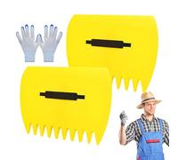 Garden Leaf Rake, Handheld Rake with Gloves, Multifunctional Claw Collector, Lawn Debris Removal Tool, Yard Cleaning, Leaf Collection, Outdoor Garden Maintenance, Reusable Design