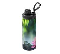 Garden Lotus Flower Bouteille d'eau isotherme avec poignée 532 ml en acier inoxydable pour l'école et les voyages
