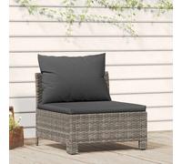 Vidaxl Canapé Central De Jardin Avec Coussin Gris Résine Tressée