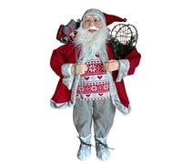 Garden Market Place Grande figurine Père Noël de 90 cm de haut avec sac de jouets et chaussures à neige - Style Père Noël rustique