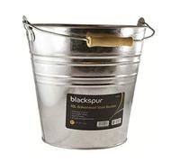 Garden Mile 10L, 12l, 15L galvanisé Usage général Métal Acier métal Nettoyage Seau galvanisé résistant Seau en métal avec poignée en Bois Acier Frêne Charbon Feu Eau - 10L