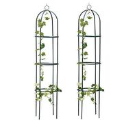 Garden Mile 2X Grand 2M Noir Métal Jardin Obélisque Résistant Solide Tubulaire Plante Cage pour Roses, Plantes Grimpantes Soutien Structure Décoration De Jardin
