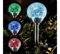 garden mile 4X LED à Changement de Couleur Verre Globe Lumières Lampes Solaire eclairage de Jardin Acier Inoxydable Lampes Solaire Jardin D'extérieur Ornements Allées Lumières