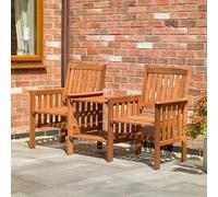 garden mile Acacia Bois de feuillus Jardin Amour siège JUMELLE Jack et Jill siège avec carrée Table. en Bois Banc de Jardin Companion siège Set Jardin d'extérieur Tete-a-Tete siège Meubles de Jardin