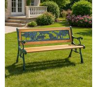 Garden Mile Banc de jardin 2 places en bois massif robuste pour enfants avec motif animal en fonte - Mobilier de jardin pour enfants pour chaise de terrasse, balcon, véranda
