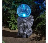 Garden Mile Décoration de jardin éléphant : lampes solaires LED à changement de couleur - Étanche, grande et inhabituelle décoration extérieure