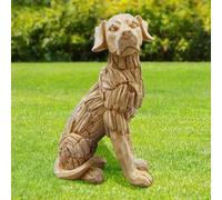 Garden Mile Décoration de jardin en forme de chien avec effet bois rustique - Grande décoration de jardin en forme de labrador - Décoration d'intérieur - Sculpture commémorative en bois