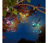 Garden Mile Décorations phosphorescentes - lucioles colorées pour éclairage extérieur - Lampes suspendues pour éclairage d'allée, décoration de jardin féérique, pergolas et décoration animale (couleur