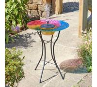Garden Mile Fontaine d'eau arc-en-ciel - Fontaine à eau en verre à énergie solaire - Bain d'oiseaux, centre de table décoratif extérieur pour jardin, terrasse et balcon (arc-en-ciel)