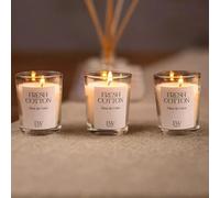 Garden Mile Fresh Cotton Candle Coffret cadeau - 3 bougies votives parfumées à combustion longue - Parfum d'intérieur frais et floral - Cadeau décoratif pour mariage et décoration saisonnière