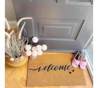 Garden Mile Grand paillasson d'extérieur 100 % fibre de coco naturelle très résistant pour porte extérieure et intérieur 40 x 60 cm - Paillasson en fibre de coco avec cœurs (60 x 40 cm)