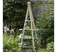 Garden Mile® Grande arche de jardin obélisque d'extérieur - Cage en bois robuste de 1,9 m - Structure pyramidale autoportante pour roses, support de plantes grimpantes, décoration extérieure, cadeaux