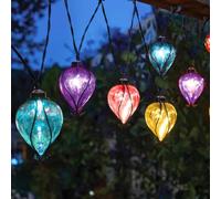 Garden Mile Guirlande lumineuse solaire en forme de ballons arc-en-ciel - Étanche - 4,7 m - Multicolore - Avec 10 LED - Pour décoration de terrasse