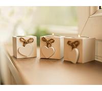 garden mile homezone Paquet de 3 en Bois Blanc cœur Amour Boite Shabby Chic Bougie Supports Rustique décoration Maison Centre Table Noël, Moderne 3X Porte-Bougie Chandelier Marriage Pièce maîtresse