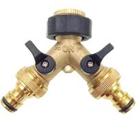 Garden Mile Laiton solide 2 VOIES DOUBLE Extérieur Robinet de jardin Adaptateur & tuyau connecteurs 3/4" arrosage à fleurs jardinage multi-usage avec 2 démontage rapide femelle adaptateurs