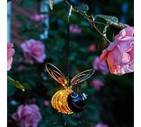 Garden Mile Lampe Solaire à Suspendre en Forme d'abeille, éclairage Blanc Chaud, Bourdon Noir et Jaune, nouveauté, lumières de Jardin, énergie Solaire, Lanterne décorative pour intérieur et