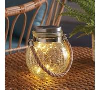 Garden Mile® - Lanterne solaire en rotin LED pour jardin - Éclairage extérieur & décoration de table - Verre craquelé